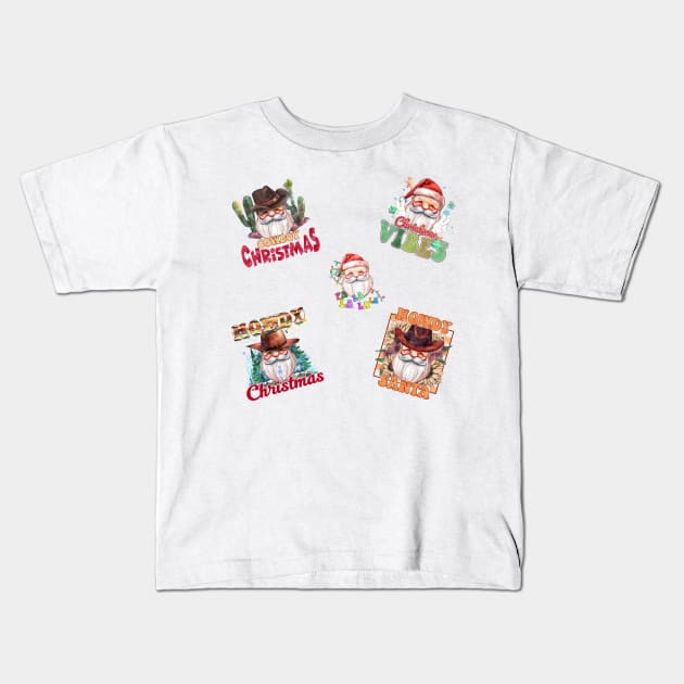 Vintage Santa Claus Stickers Pack Kids T-Shirt by Yourfavshop600